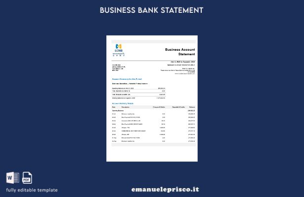 stile verificato modello Laos LCNB che controlla l'estratto conto modello Word e